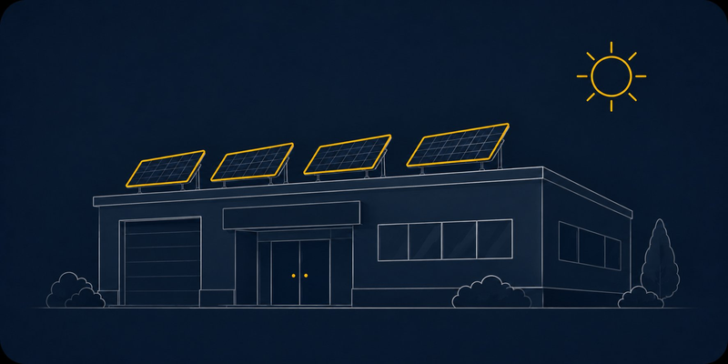 Bâtiment commercial avec panneaux solaires