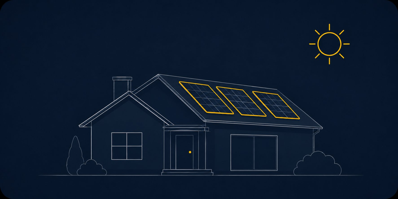 Maison résidentielle avec panneaux solaires sur toit